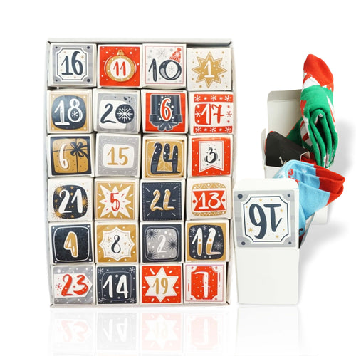 Adventskalender mit 24 Paar lustige Socken