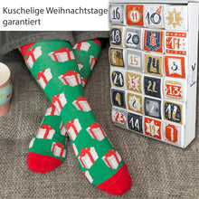 Laden Sie das Bild in den Galerie-Viewer, Adventskalender mit 24 Paar lustige Socken